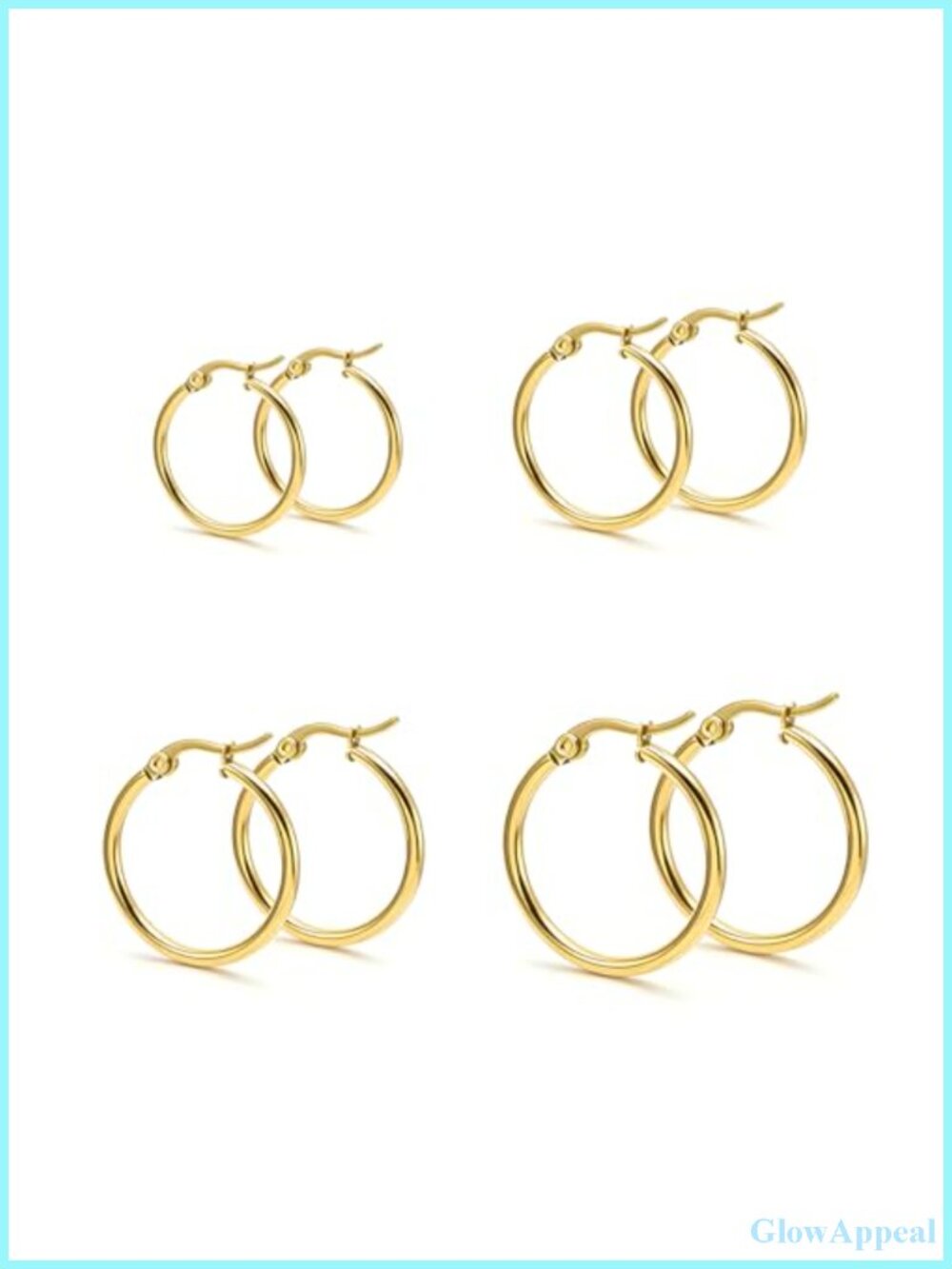 4 Pair Gold Silver Small Hoop Earrings Huggie Set Surgical Steel Surgical Steel